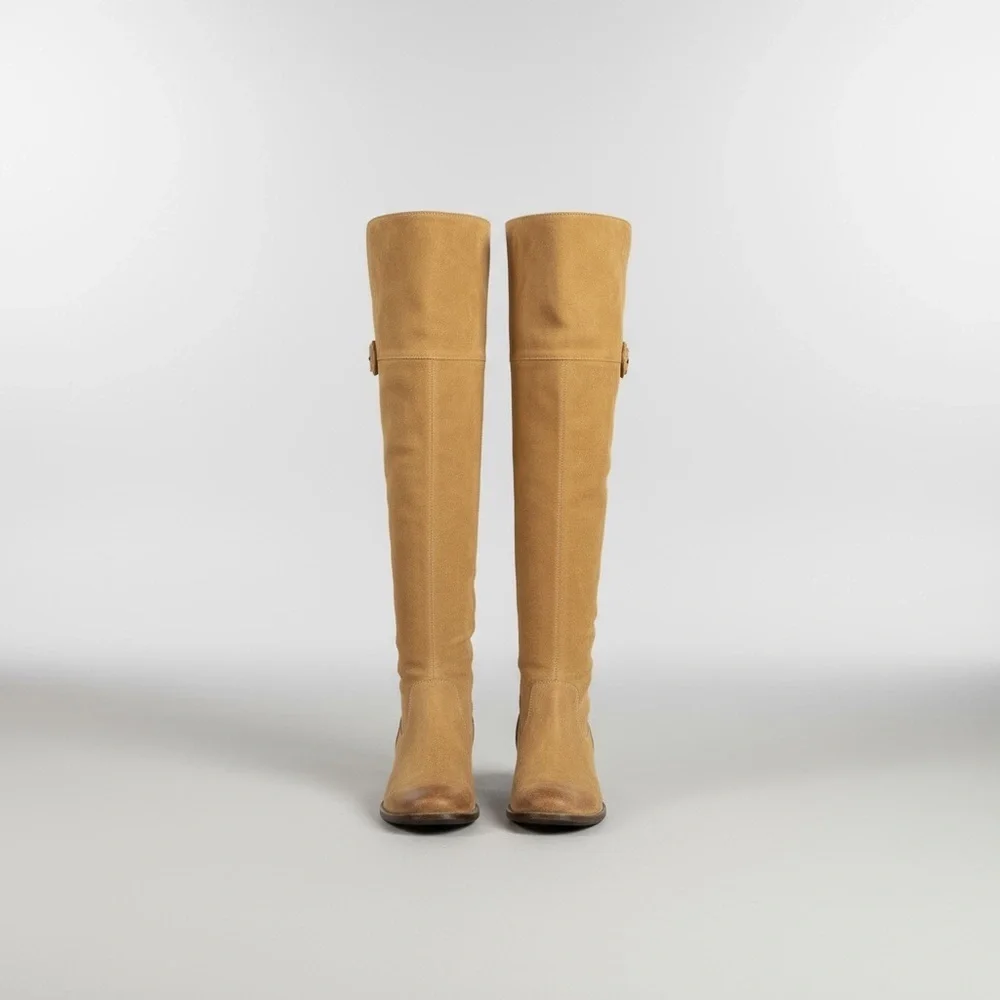 FRYE TAN LEATHER BOOTS CAN BE WORN HIGH OR FOLDED OVER EUC AND VINTAGE !
